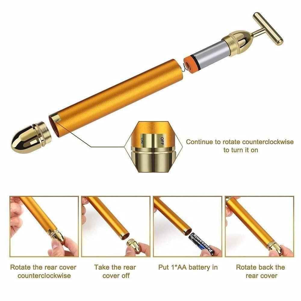 Gold Energy Beauty Bar Electric Facial Massage Roller