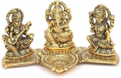 Gold Plated Lakshmi Ganesh Saraswati Idol