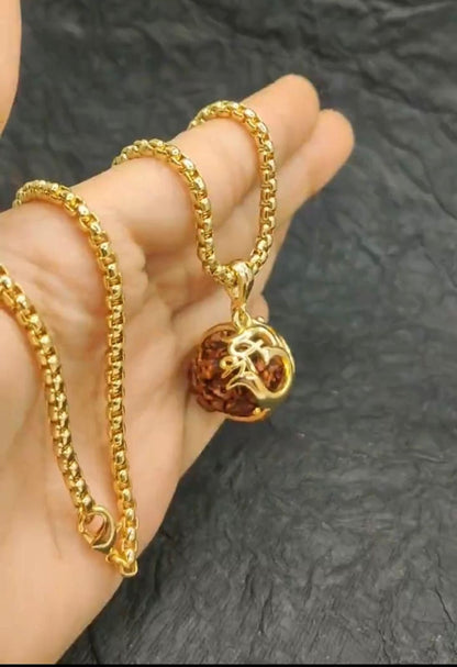 Divine Om Rudraksha Pendant with Chain